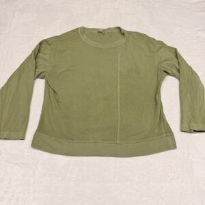 ISCHIKO Olive Green Long Sleeve Pocket Sweatshirt Womens 2 Stretch Designer